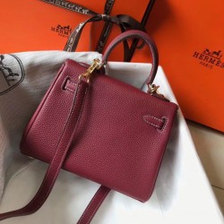 Borsa Hermes Mini Kelly 20cm Bordeaux