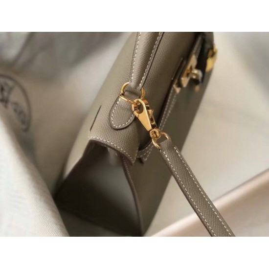 Replica Borsa Hermes Kelly 25cm Sellier Epsom in pelle grigia Replica Borsa Hermes Kelly 25cm Sellier Epsom in pelle grigia