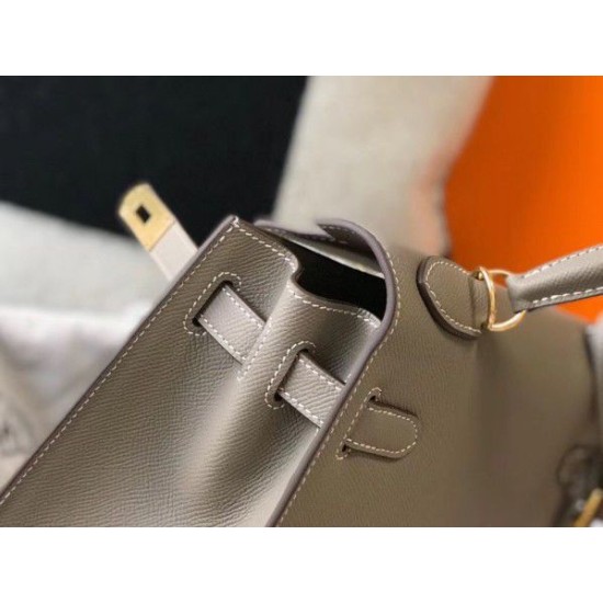 Replica Borsa Hermes Kelly 25cm Sellier Epsom in pelle grigia Replica Borsa Hermes Kelly 25cm Sellier Epsom in pelle grigia