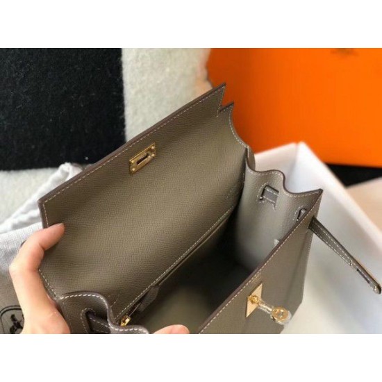 Replica Borsa Hermes Kelly 25cm Sellier Epsom in pelle grigia Replica Borsa Hermes Kelly 25cm Sellier Epsom in pelle grigia