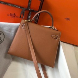 Borsa Hermes Kelly 25cm Sellier Epsom in pelle marrone