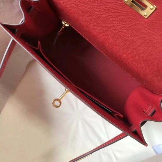 Replica Borsa Hermes Kelly 25cm Sellier Epsom in pelle rossa Replica Borsa Hermes Kelly 25cm Sellier Epsom in pelle rossa