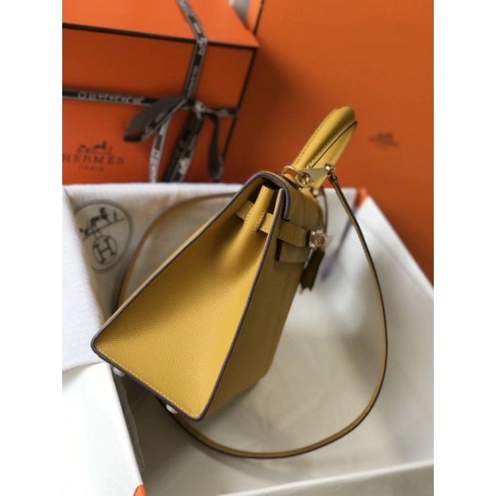 Replica Borsa Hermes Kelly 25cm Sellier Epsom in pelle gialla Replica Borsa Hermes Kelly 25cm Sellier Epsom in pelle gialla