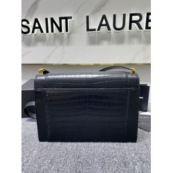 Borsa a Tracolla YSL Saint Laurent Gaby Pelle di vitello Stampa Coccodrillo Nero Borsa a Tracolla YSL Saint Laurent Gaby Pelle di vitello Stampa Coccodrillo Nero