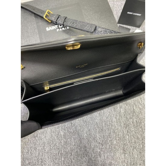 Replica Borsa a Tracolla YSL Saint Laurent Gaby Pelle di vitello Stampa Coccodrillo Nero Replica Borsa a Tracolla YSL Saint Laurent Gaby Pelle di vitello Stampa Coccodrillo Nero