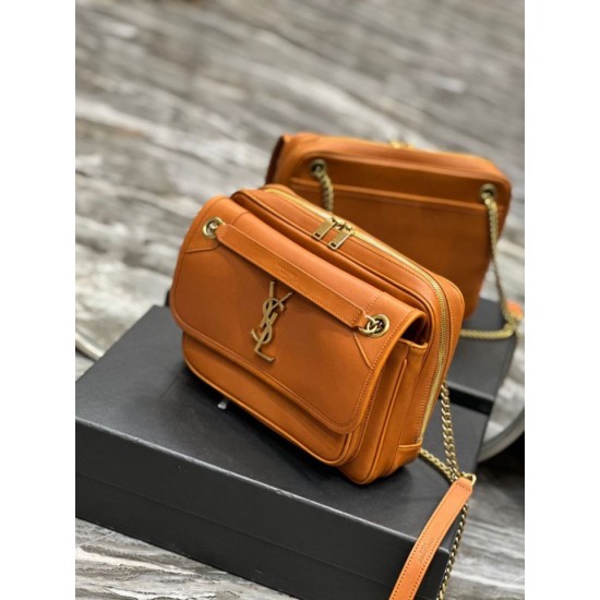 Replica Borsa fotografica YSL Saint Laurent Niki in pelle liscia Cognac Replica Borsa fotografica YSL Saint Laurent Niki in pelle liscia Cognac