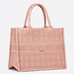 Borsa tote per libri piccola Christian Dior Cannage ricamo rosa