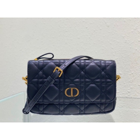 Replica Christian Dior Caro Pouch Cannage pelle di vitello nera