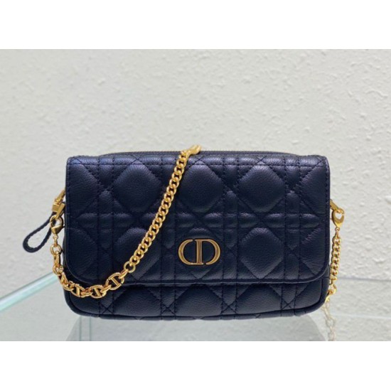 Replica Christian Dior Caro Pouch Cannage pelle di vitello nera