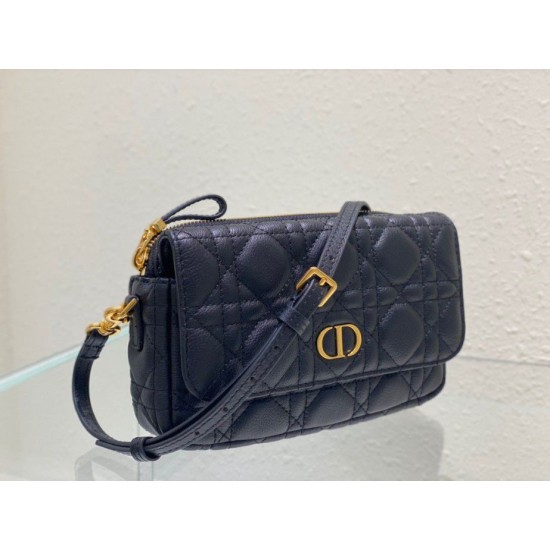 Replica Christian Dior Caro Pouch Cannage pelle di vitello nera