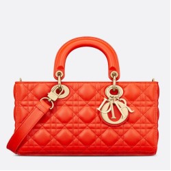 Borsa Christian Dior Lady D-Joy in pelle di agnello Cannage arancione