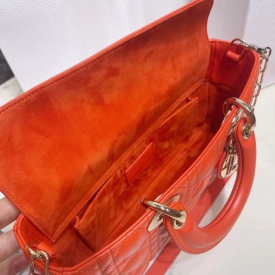 Replica Borsa Christian Dior Lady D-Joy in pelle di agnello Cannage arancione Replica Borsa Christian Dior Lady D-Joy in pelle di agnello Cannage arancione