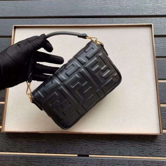 Replica Borsa Fendi Mini Baguette FF Motivo Nera Replica Borsa Fendi Mini Baguette FF Motivo Nera