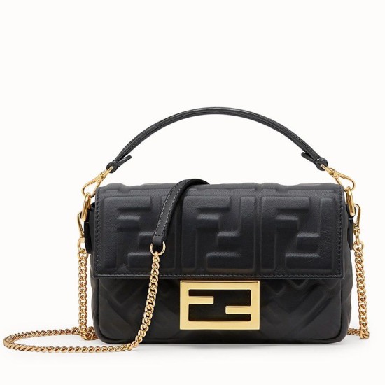 Replica Borsa Fendi Mini Baguette FF Motivo Nera Replica Borsa Fendi Mini Baguette FF Motivo Nera