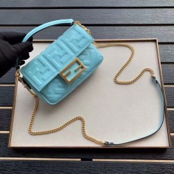 Borsa Fendi Mini Baguette FF Motivo Blu