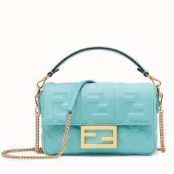 Borsa Fendi Mini Baguette FF Motivo Blu