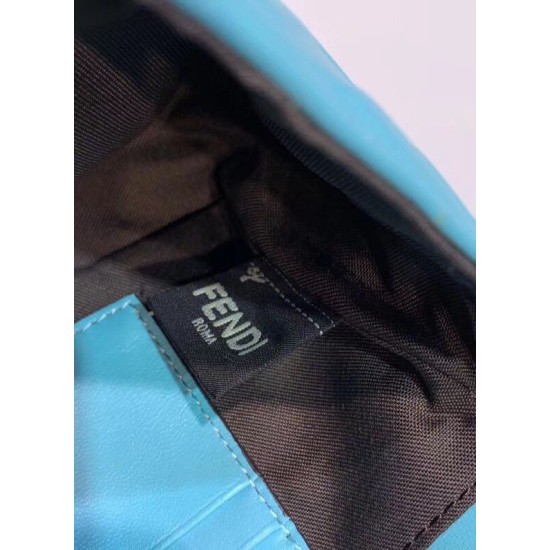 Replica Borsa Fendi Mini Baguette FF Motivo Blu