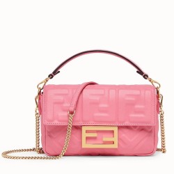 Borsa Fendi Mini Baguette FF Motivo Rosa