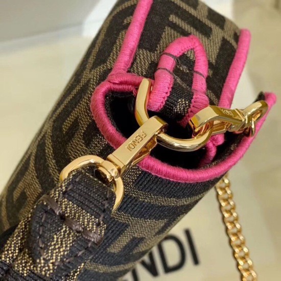 Replica Borsa Fendi Mini Baguette In Tessuto FF Con Finiture Fucsia Replica Borsa Fendi Mini Baguette In Tessuto FF Con Finiture Fucsia