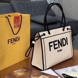 Borsa shopper Roma grande Fendi in tela non tinta