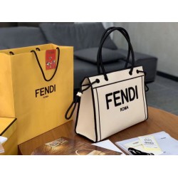 Borsa shopper Roma grande Fendi in tela non tinta Borsa shopper Roma grande Fendi in tela non tinta