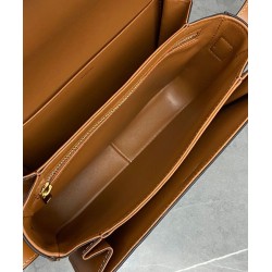 Borsa Celine Classique Cuir Triomphe in pelle di vitello naturale caffè