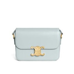 Borsa Celine Teen Triomphe in pelle di vitello lucida blu
