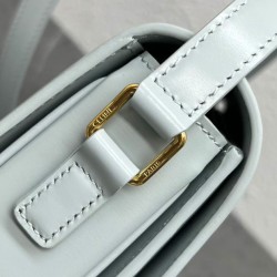 Borsa Celine Teen Triomphe in pelle di vitello lucida blu