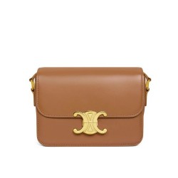 Borsa Celine Teen Triomphe in pelle di vitello lucida caffè