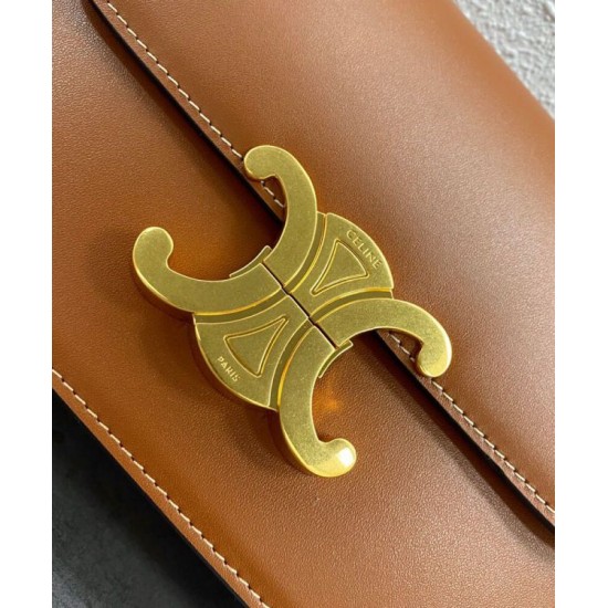Replica Borsa Celine Teen Triomphe in pelle di vitello lucida caffè Replica Borsa Celine Teen Triomphe in pelle di vitello lucida caffè