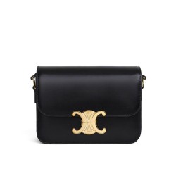Borsa Celine Teen Triomphe in pelle di vitello lucida nera