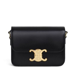 Borsa Celine Teen Triomphe in pelle di vitello lucida nera