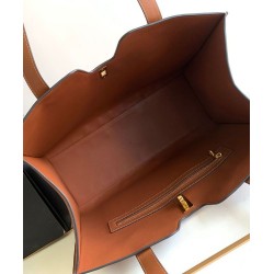 Celine Cabas 16 Borsa in pelle di vitello liscia Caffè