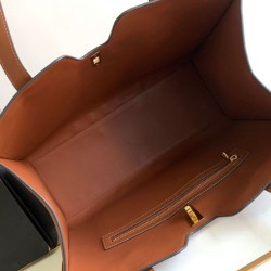 Celine Cabas 16 Borsa in pelle di vitello liscia Caffè