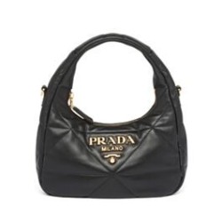 Mini borsa Prada in pelle nappa con impunture 1BA384 Nera