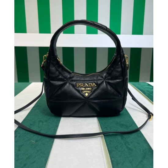 Replica Mini borsa Prada in pelle nappa con impunture 1BA384 Nera Replica Mini borsa Prada in pelle nappa con impunture 1BA384 Nera