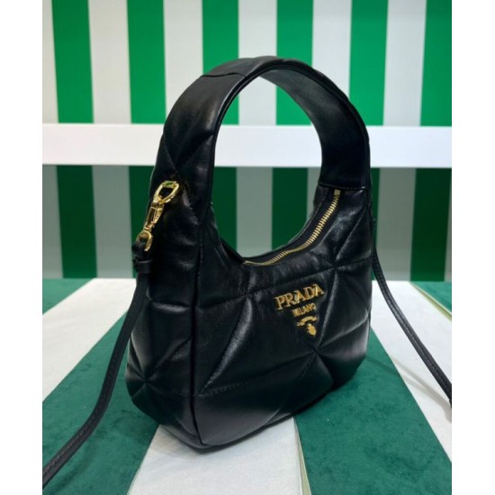 Replica Mini borsa Prada in pelle nappa con impunture 1BA384 Nera Replica Mini borsa Prada in pelle nappa con impunture 1BA384 Nera