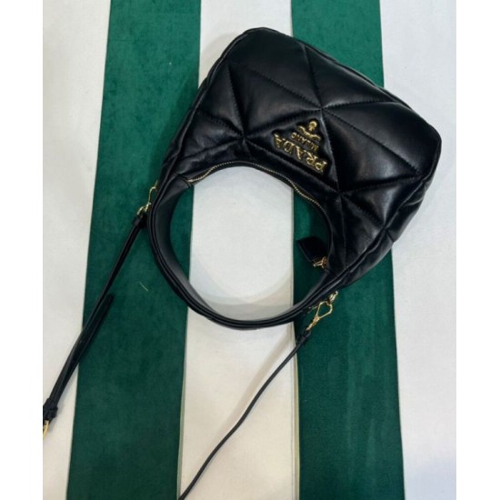 Replica Mini borsa Prada in pelle nappa con impunture 1BA384 Nera Replica Mini borsa Prada in pelle nappa con impunture 1BA384 Nera