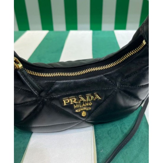 Replica Mini borsa Prada in pelle nappa con impunture 1BA384 Nera Replica Mini borsa Prada in pelle nappa con impunture 1BA384 Nera