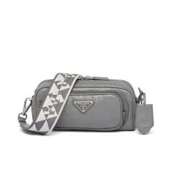 Borsa a tracolla multitasche Prada Nappa in pelle anticata 1BH198 Grigia