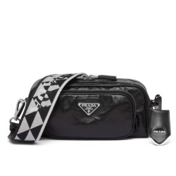 Borsa a tracolla multitasche Prada Nappa in pelle anticata 1BH198 Nera