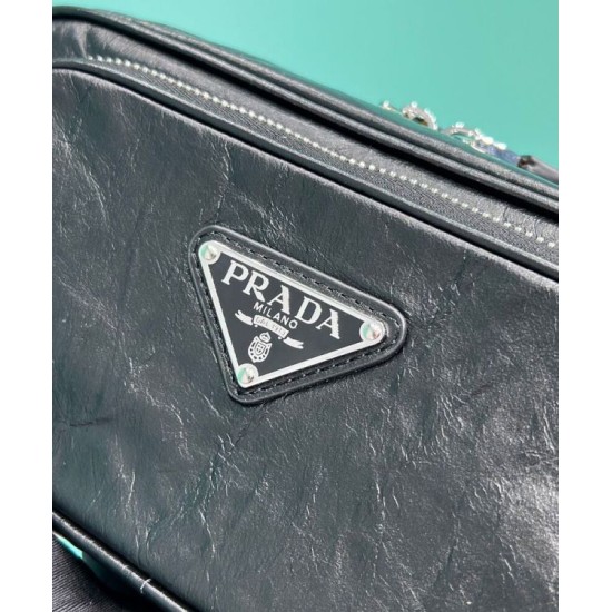 Replica Borsa a tracolla multitasche Prada Nappa in pelle anticata 1BH198 Nera Replica Borsa a tracolla multitasche Prada Nappa in pelle anticata 1BH198 Nera