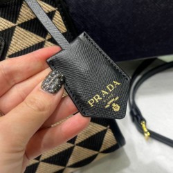 Micro Borsa Prada Symbole In Tessuto Jacquard Nera