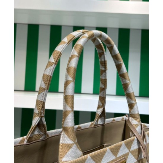 Replica Borsa Prada grande Prada Symbole in tessuto ricamato 1BA356 Crema Replica Borsa Prada grande Prada Symbole in tessuto ricamato 1BA356 Crema