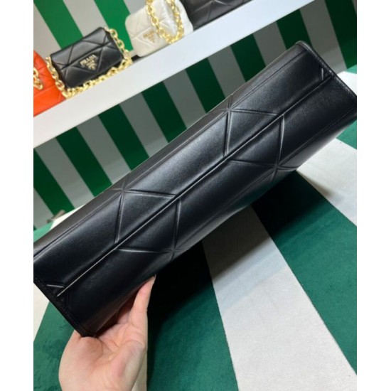 Replica Borsa Prada Prada Symbole grande in pelle con impunture 1BA377 Nera Replica Borsa Prada Prada Symbole grande in pelle con impunture 1BA377 Nera