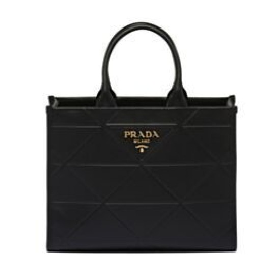 Replica Borsa Prada Symbole media in pelle Prada con impunture 1BA378 nera