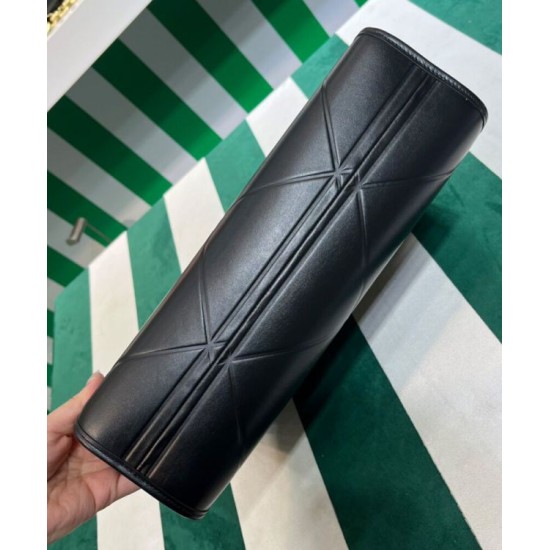 Replica Borsa Prada Symbole media in pelle Prada con impunture 1BA378 nera