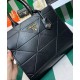 Replica Borsa Prada Symbole media in pelle Prada con impunture 1BA378 nera