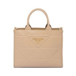 Prada Borsa Prada Symbole piccola in pelle con impunture 1BA379 Albicocca