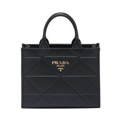 Prada Borsa Prada Symbole piccola in pelle con impunture 1BA379 Nera